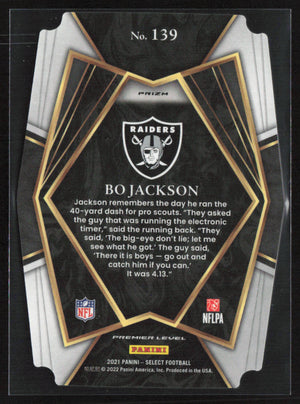 2021 Panini Select #139 Bo Jackson Green and Yellow Prizm Die Cut