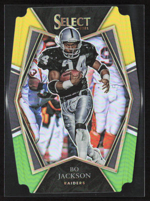 2021 Panini Select #139 Bo Jackson Green and Yellow Prizm Die Cut