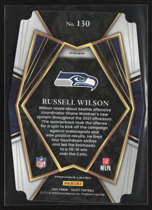 2021 Panini Select #130 Russell Wilson Green and Yellow Prizm Die Cut