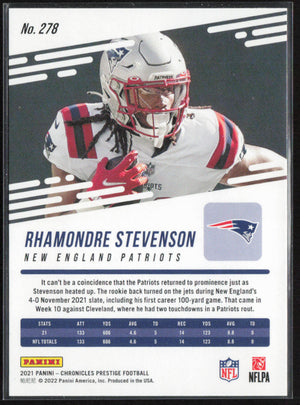 2021 Panini Chronicles #278 Rhamondre Stevenson Prestige Rookies Update