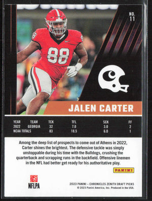 2023 Panini Chronicles Draft Picks #11 Jalen Carter Zenith