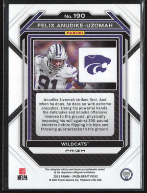 2023 Prizm Draft Picks #190 Felix Anudike-Uzomah Silver