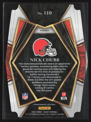 2021 Panini Select #110 Nick Chubb Silver Prizm Die Cut