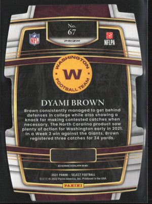 2021 Panini Select #67 Dyami Brown Green and Yellow Prizm Die Cut