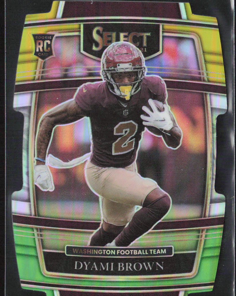 2021 Panini Select #67 Dyami Brown Green and Yellow Prizm Die Cut