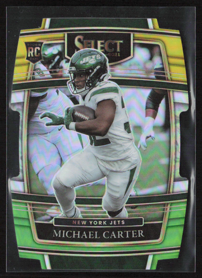 2021 Panini Select #71 Micheal Carter Green and Yellow Prizm Die Cut