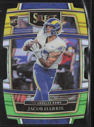 2021 Panini Select #80 Jacob Harris Green and Yellow Prizm Die Cut