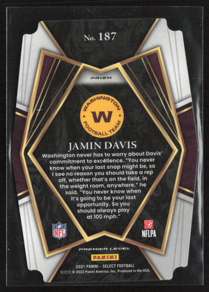 2021 Panini Select #187 Jamin Davis Silver die Cut