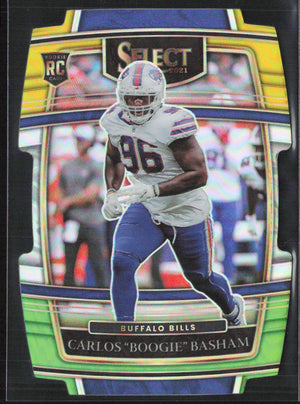 2021 Panini Select #92 Carlos "Boogie" Basham Green and Yellow Prizm Die Cut