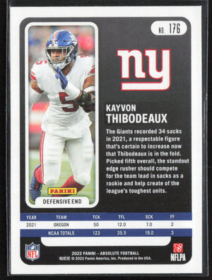 2022 Panini Absolute #176 Kayvon Thibodeaux