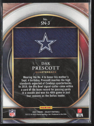 2021 Panini Select #SN-3 Dak Prescott Select Numbers