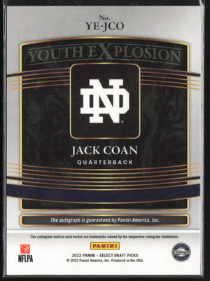 2022 Panini Select Draft Picks #YE-JCO Jack Coan Youth Explosion Signatures