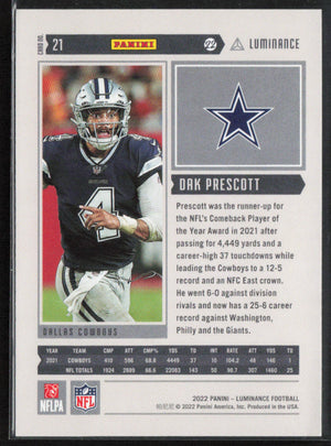 2022 Panini Luminance #21 Dak Prescott /249