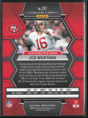 2023 Panini Mosaic #217 Joe Montana Silver