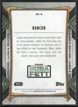 2022 Star Wars: The Book of Boba Fett #AC-4 Rancor Aliens & Creatures