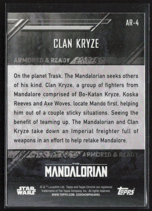 2022 Topps Chrome Star Wars: The Mandalorian Armored & Ready AR-4 Clan Kryze