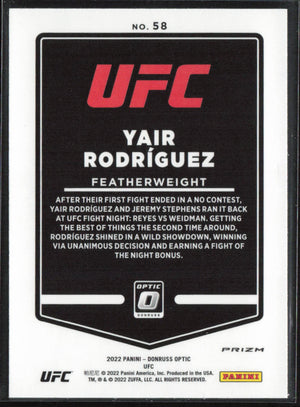 2022 Donruss Optic UFC #58 Yair Rodriguez HOLO