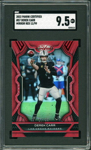 2022 Certified #57 Derek Carr Mirror Red /99 SGC 9.5