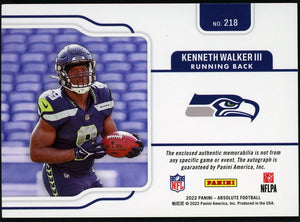 2022 Panini Absolute #218 Kenneth walker RPA /299