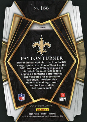 2021 Panini Select #188 Payton Turner Yellow green die Cut