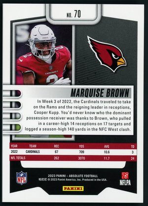 2023 Panini Absolute #70 Marquise Brown Red /100