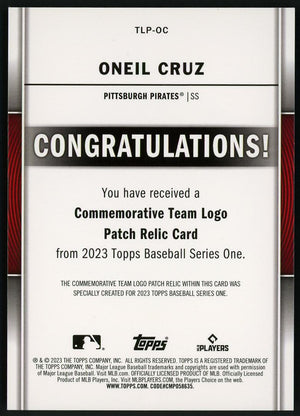 2023 Topps #TLP-OC Oneil Cruz Team Logo Commemorative Patch