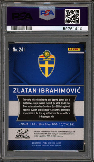 2016 Panini Prizm Uefa #241 Zlatan Ibrahimovic PSA 9