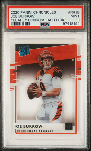 2020 Panini Chron Clearly Donruss Rated Rookies #RRJB Joe Burrow PSA 9