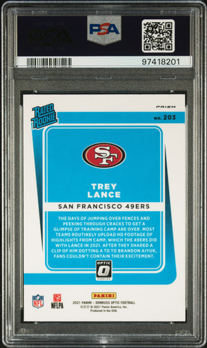 2021 Panini Donruss Optic #203 Trey Lance Purple Shock PSA 10