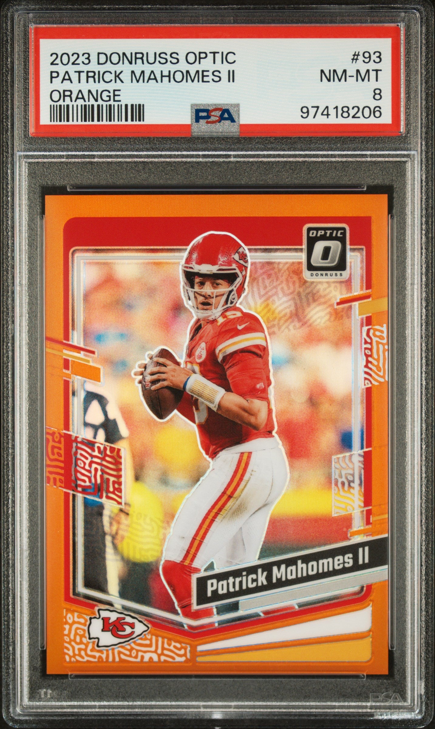 2023 Panini Donruss Optic #93 Patrick Mahomes Ii Orange PSA 8