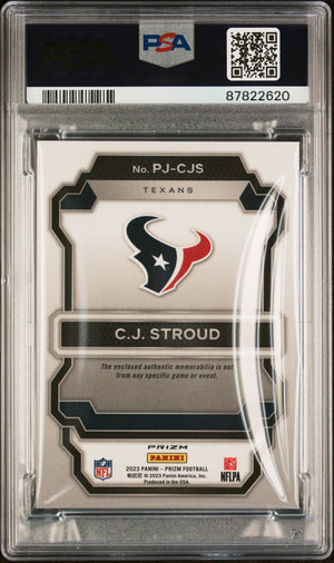 2023 Panini Prizm Premier Jerseys #PJCJS Cj Stroud Neon Grn Pulsar PSA 9