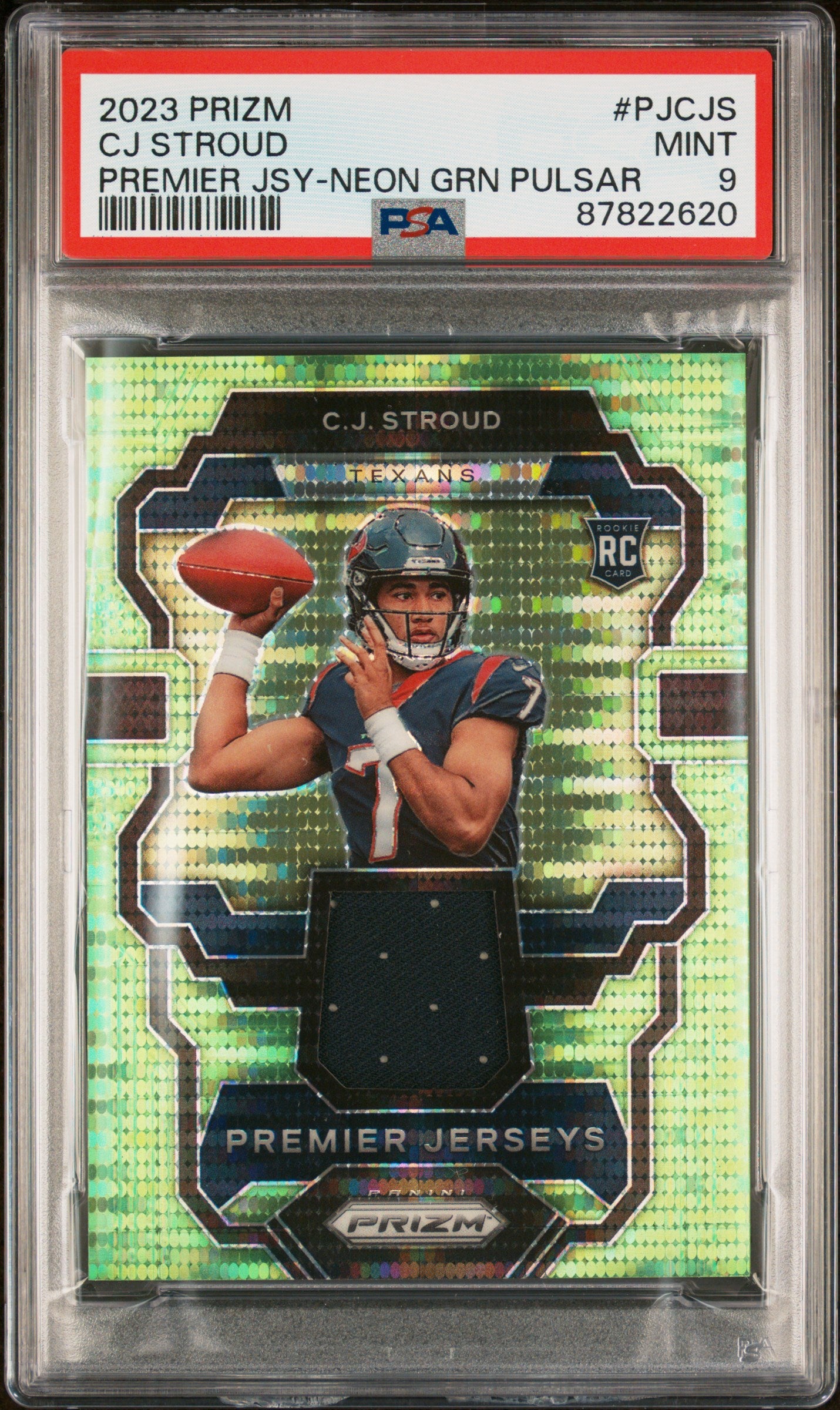 2023 Panini Prizm Premier Jerseys #PJCJS Cj Stroud Neon Grn Pulsar PSA 9