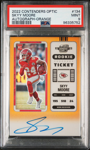 2022 Panini Contenders Optic #134 Skyy Moore Autograph-Orange PSA 9