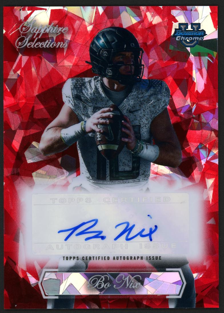 Bowman U Chrome #SG-BO Bo Nix Red Sapphire Auto /5