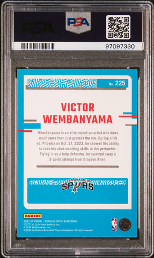2023 Panini Donruss Optic #225 Victor Wembanyama Optic Rated Rookie PSA 10