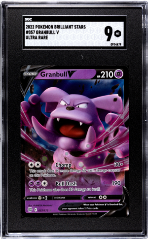 2022 Pokemon Brilliant Stars #057 Granbull V Ultra Rare SGC 9