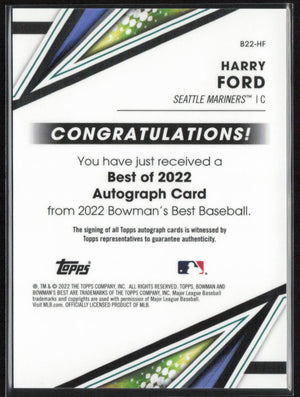 2022 Bowman's Best Harry Ford Autographed Rookie #B22-HF