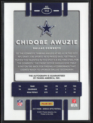 2017 Optic #113 Chidobe Awuzie Bronze Auto