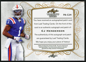 2020 Leaf Trinity #PA-CJH CJ Henderson Patch Auto 38/50