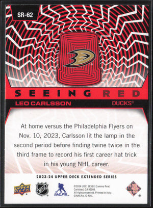 2023-24 Upper Deck #SR-62 Leo Carlsson Seeing Red