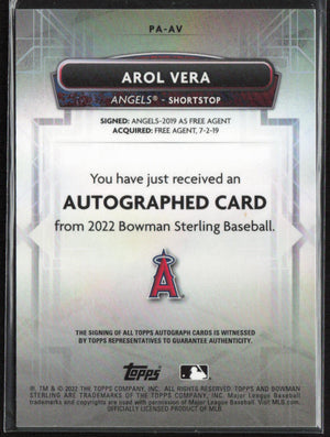 2022 Bowman Sterling #PA-AV Arol Vera Prospect Autographs