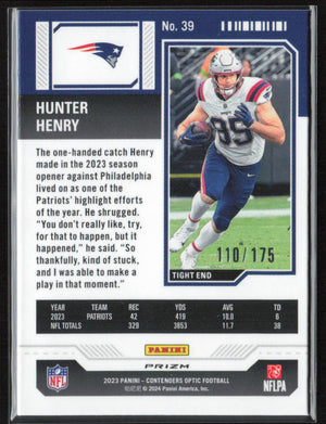 2023 Panini Contenders #39 Hunter Henry Season Ticket 110/175