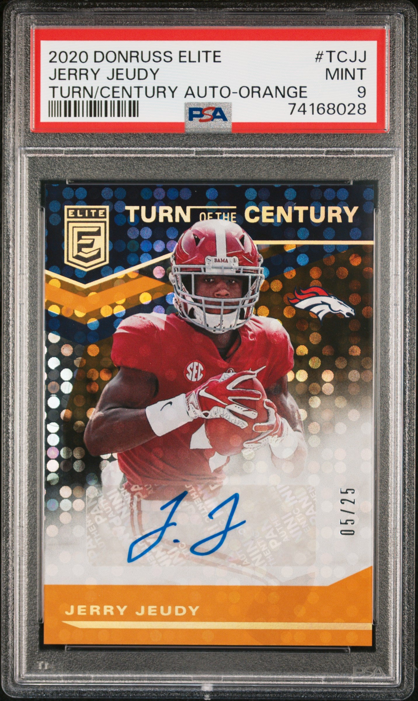 2020 Panini Donruss Elite Turn Of The Century Autographs #TCJJ Jerry Jeudy PSA 9