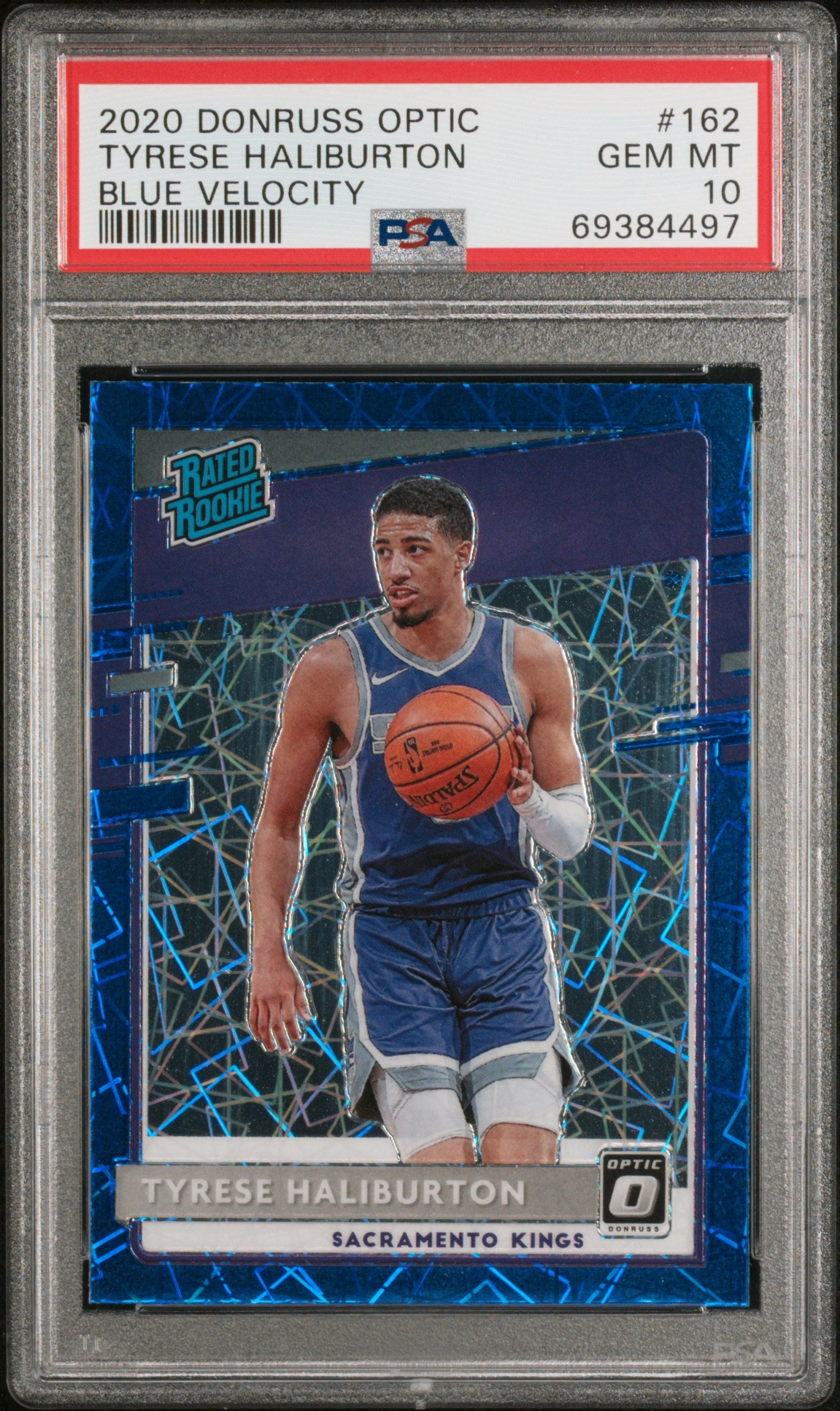 2020 Panini Donruss Optic #162 Tyrese Haliburton Blue Velocity PSA 10