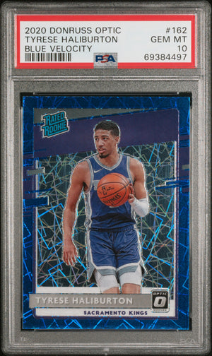 2020 Panini Donruss Optic #162 Tyrese Haliburton Blue Velocity PSA 10