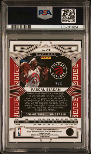 2022 Panini Obsidian #73 Pascal Siakam Ee Lucky Envelopes PSA 9