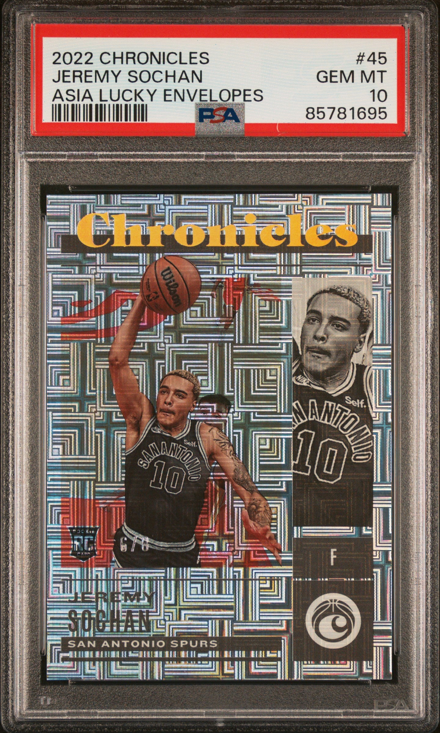 2022 Panini Chronicles #45 Jeremy Sochan Asia Lucky Envelopes PSA 10