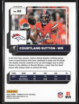 2022 Donruss Optic #60 Courtland Sutton Orange /199