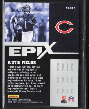 2021 Zenith #EO-4 Justin Fields Epix Orange Play #/99