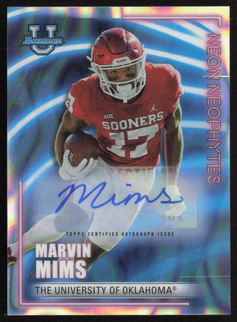 2022-23 Bowman's Best University #NN-9 Marvin Mims Neon Neophytes